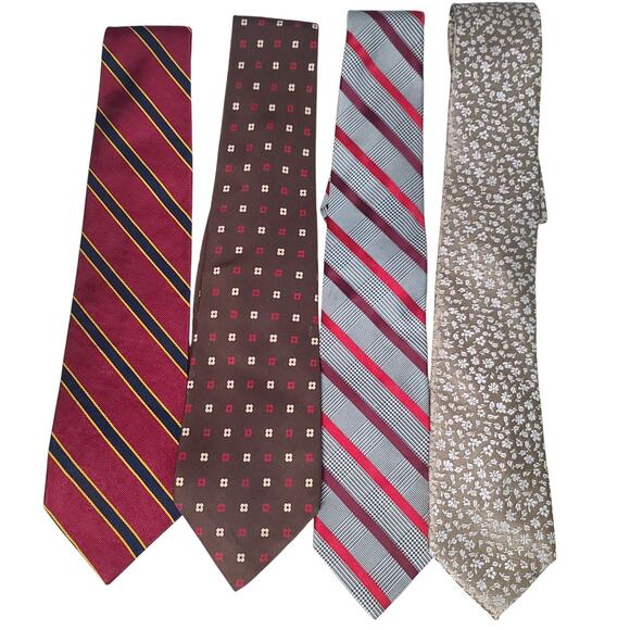 Vintage Silk Ties Lot of 4 Brooks Brothers Michael Kors Polo Red Brown Shades - Picture 1 of 9